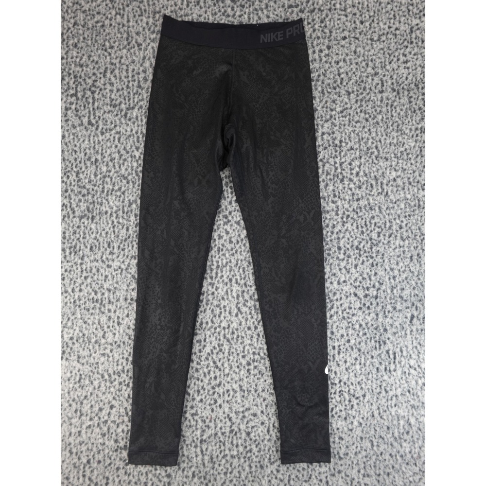 Nike Pro‎ Leggings Womens Small Black Good Snakeskin Dri-FIT Performance Tights